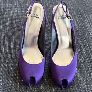Stuart Weitzman peep toe satin heels